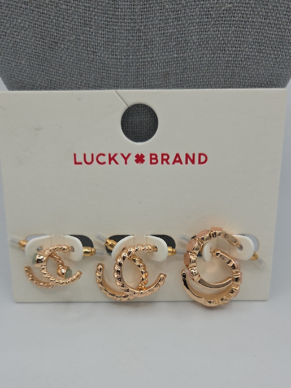 5 for $25! Lucky Brand Gold-Tone Textured Hoop Earring Set